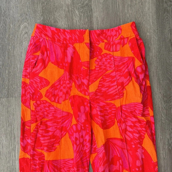 Scoop Linen High Waist Wide Leg Butterfly Colorful Pleated Pants Size Small - Picture 3 of 8